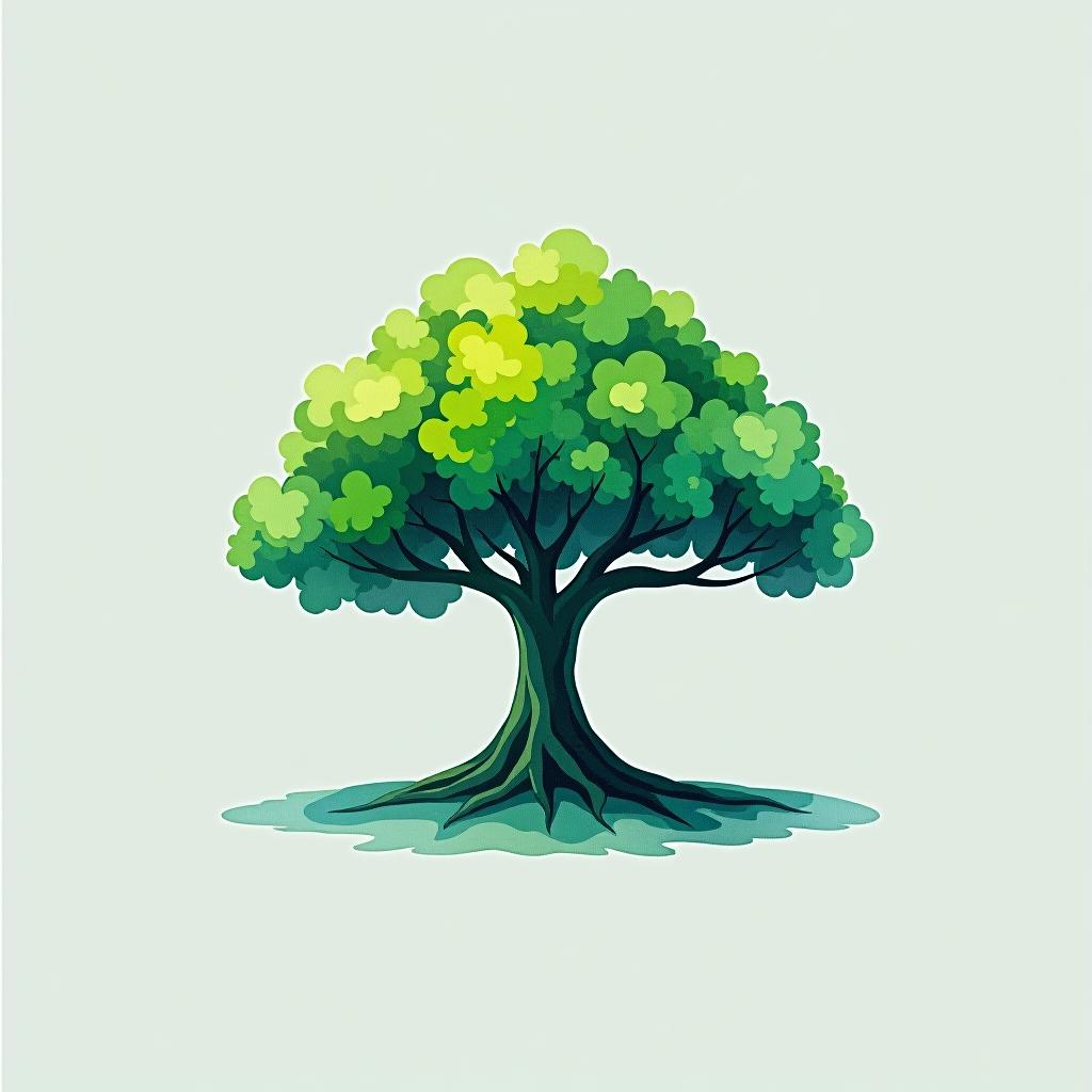  design a logo, in a watercolor style. logo of a tree, green and blue