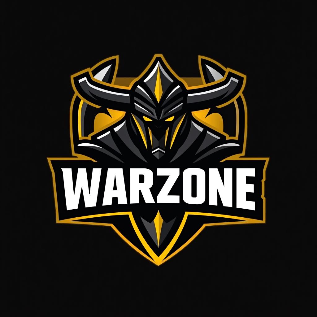  design a logo, esports logo, warrior theme, with text ‘warzone’, black and yellow color