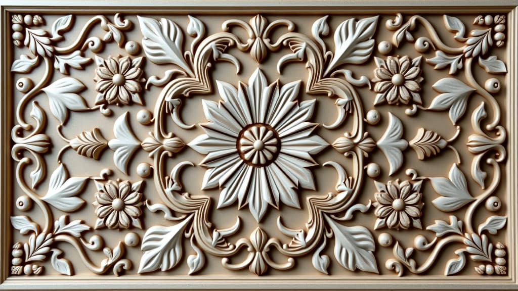  intricate decorative panel with floral and geometric patterns