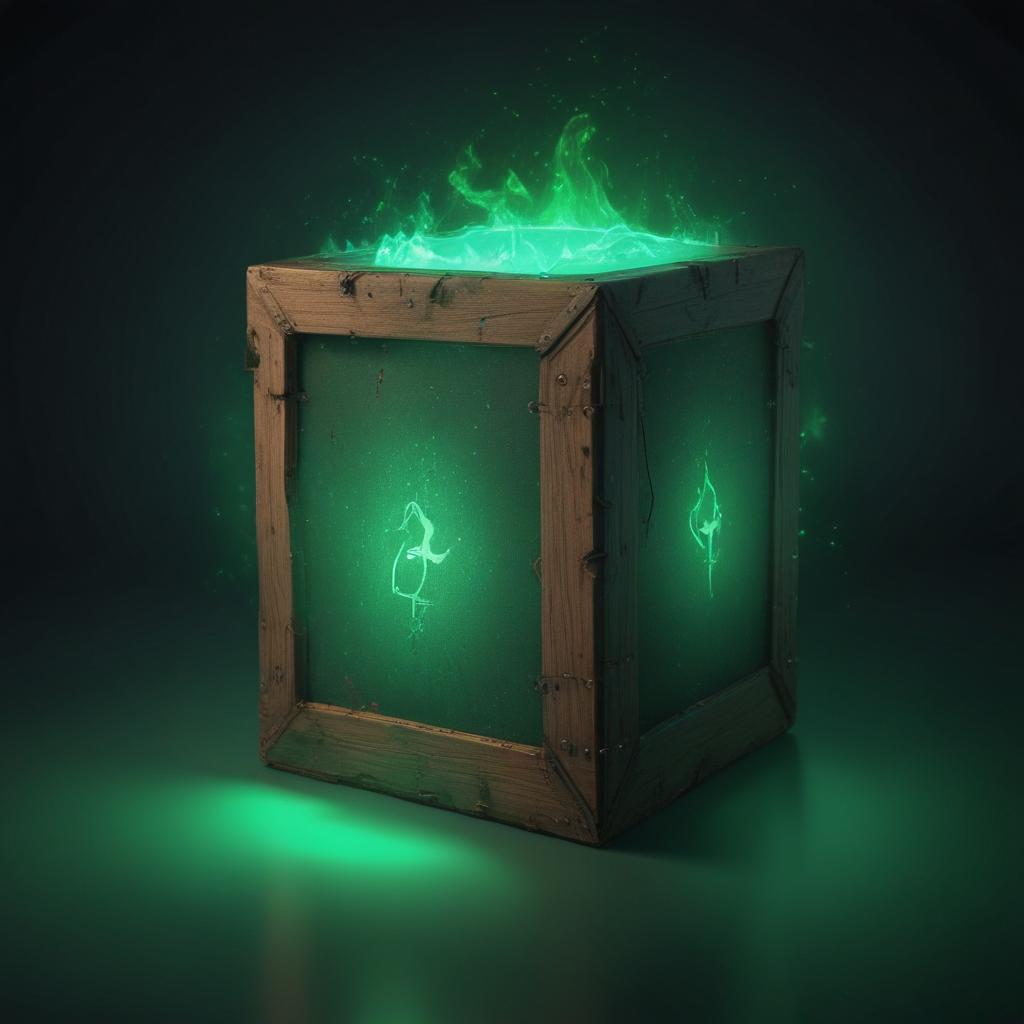 mysterious box with a green glow emanating from it