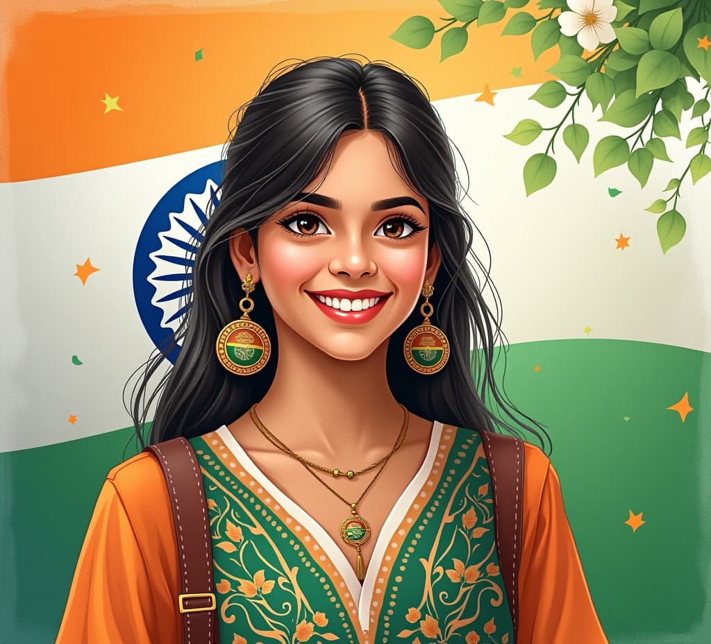  good quality, high quality, write a vint and inspiring message from a young celeting independence day in india. the message should capture her excitement and pride in her country, reflect on the historical significance of the day, and convey a sense of joy and unity. include elements such as traditional celetions, national symbols, and the values of freedom and patriotism.