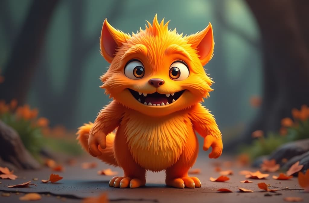  cute orange furry monster 3d cartoon character, halloween style {prompt}, maximum details