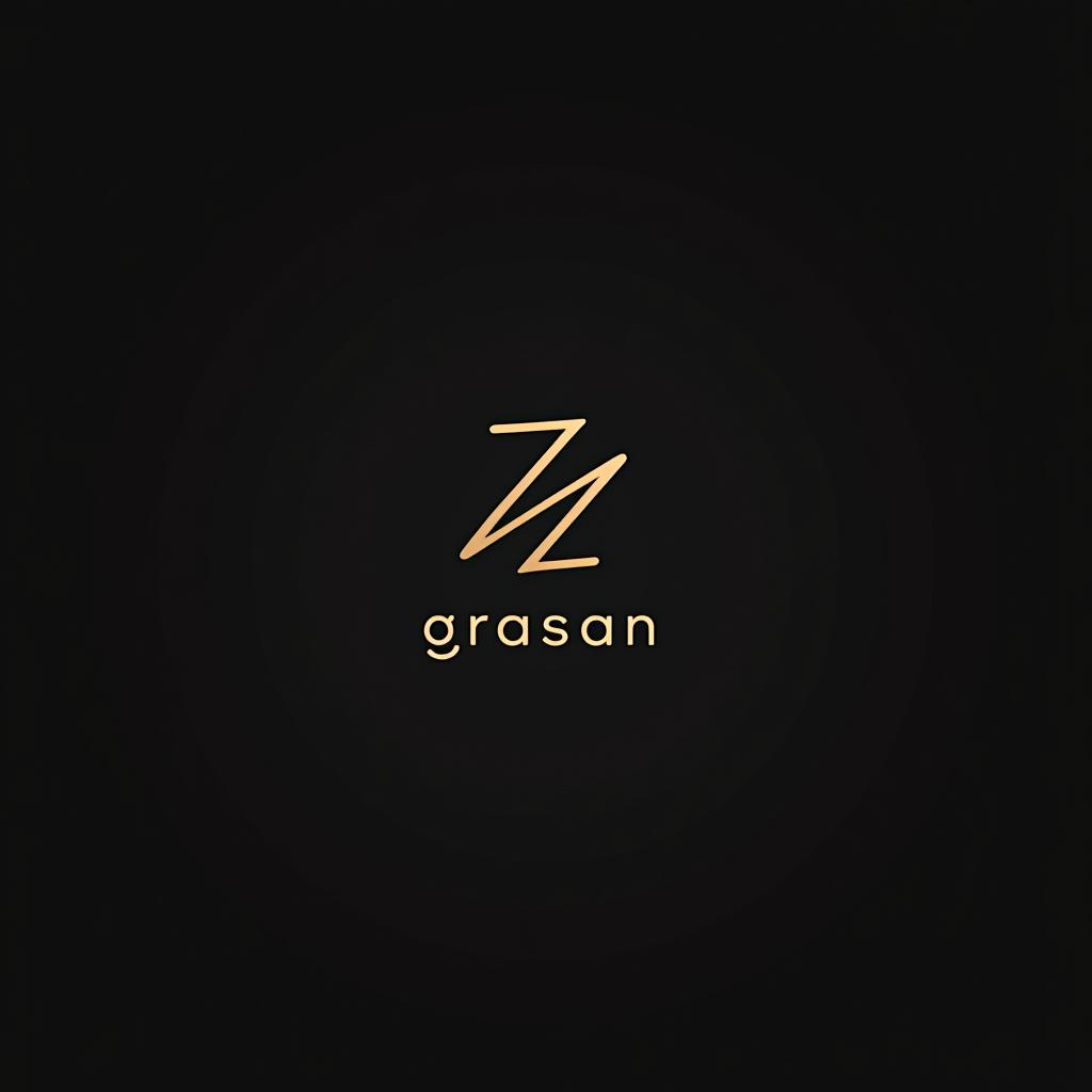  design a logo, minimal line logo of create a letterform logo for ‘grasan 5’ featuring a stylish ‘z’, to reflect the brand’s trendy and contemporary fashion offerings. a rose, vector, gold lines and black background, with the text '透かしの刃'.