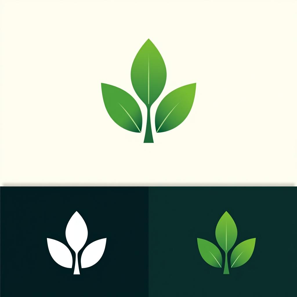  design a logo, minimalist geometric logo of green leaf vector graphic