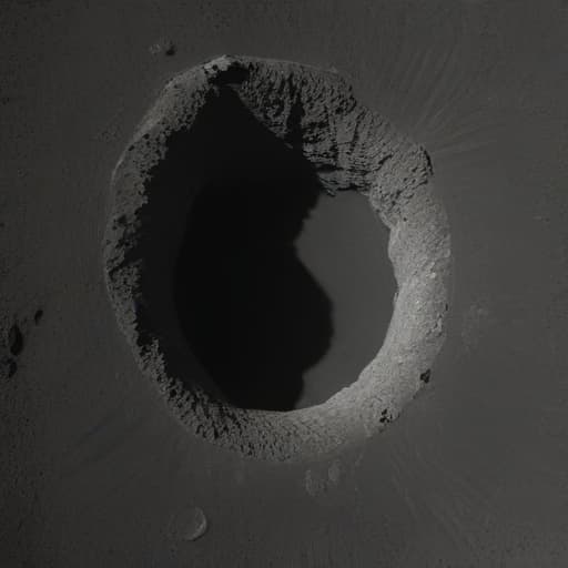 simple crater with titan debris from above