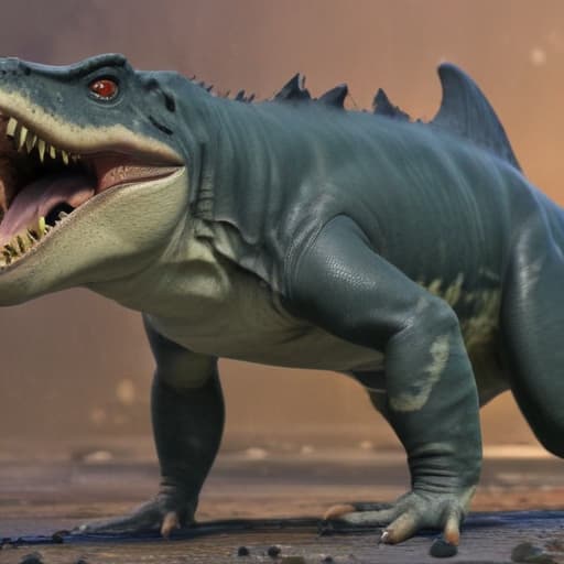 Can you give me a picture of what’s it would look like if you combined a frog megalodon T. rex and Bigfoot