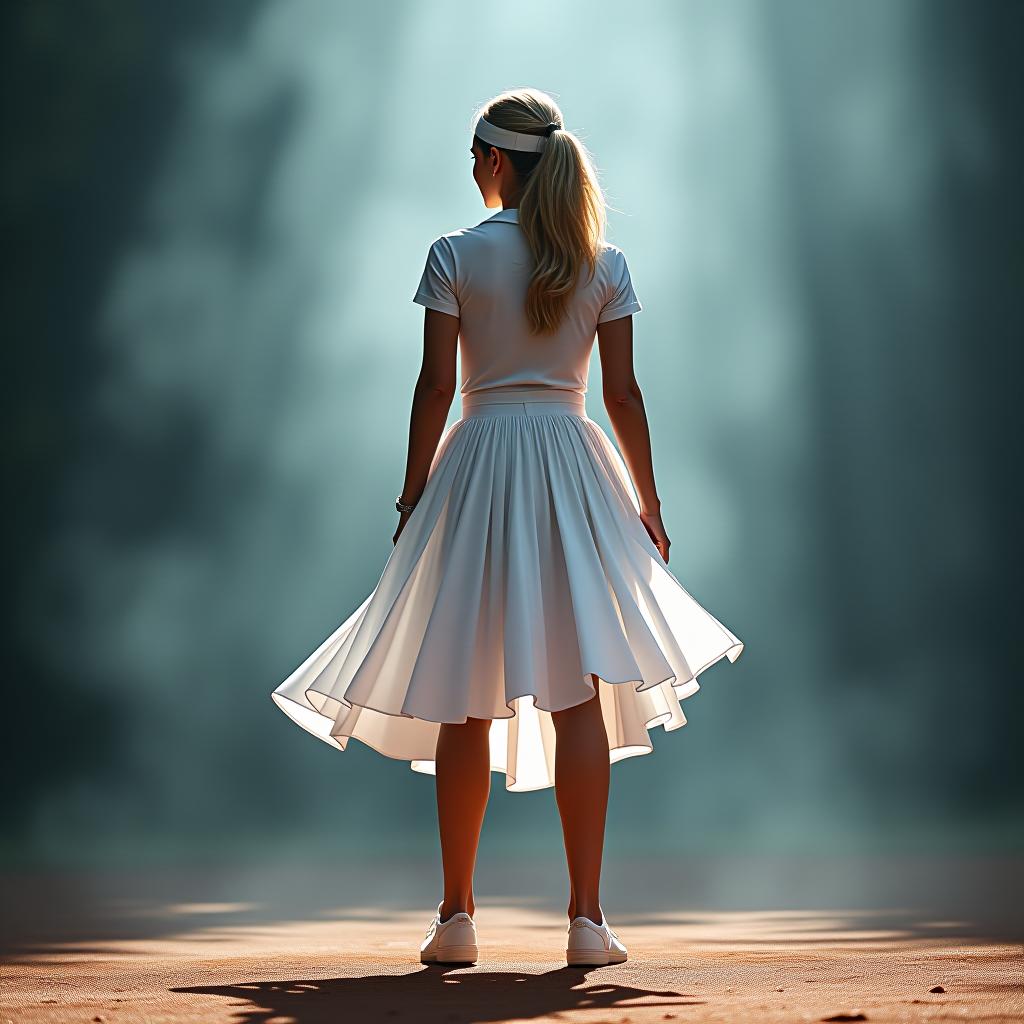  design a white tennis skirt hyperrealistic, full body, detailed clothing, highly detailed, cinematic lighting, stunningly beautiful, intricate, sharp focus, f/1. 8, 85mm, (centered image composition), (professionally color graded), ((bright soft diffused light)), volumetric fog, trending on instagram, trending on tumblr, HDR 4K, 8K