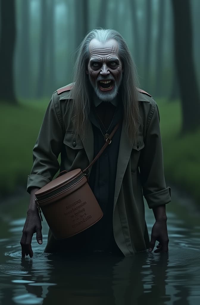  un zombie con una bolsa en la cabeza saliendo de un pozo con un cuchillo muy grande en un campo de noche , realistic, portrait, art by donato giancola and greg rutkowski, realistic face, digital art, trending on artstation hyperrealistic, full body, detailed clothing, highly detailed, cinematic lighting, stunningly beautiful, intricate, sharp focus, f/1. 8, 85mm, (centered image composition), (professionally color graded), ((bright soft diffused light)), volumetric fog, trending on instagram, trending on tumblr, HDR 4K, 8K