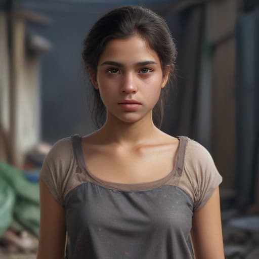 Beutiful Girl,, Slum clothes clothes, hyperrealistic