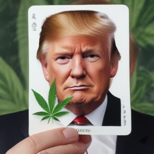 Draw an ace card With cannabis and donald trump face on it