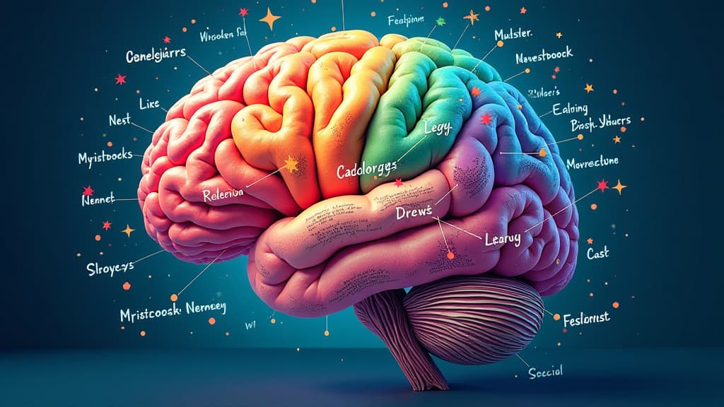  prompt: create a hyper realistic image of the intricate "storage spaces in the adhd brain." show a detailed, light filled brain with sections devoted to reading challenges and strategies. include vibrant, colorful representations like bookmarks, text threads, and attention enhancing tools. display brands/logos of leading adhd support products subtly integrated into the brain's structure. emphasize the importance of structure, routine, and technological aids in enhancing the reading experience. e