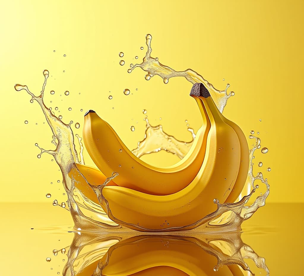  surreal liquid explosion with fresh bananas on bright background high resolution image of bananas and water spray in photorealistic detail