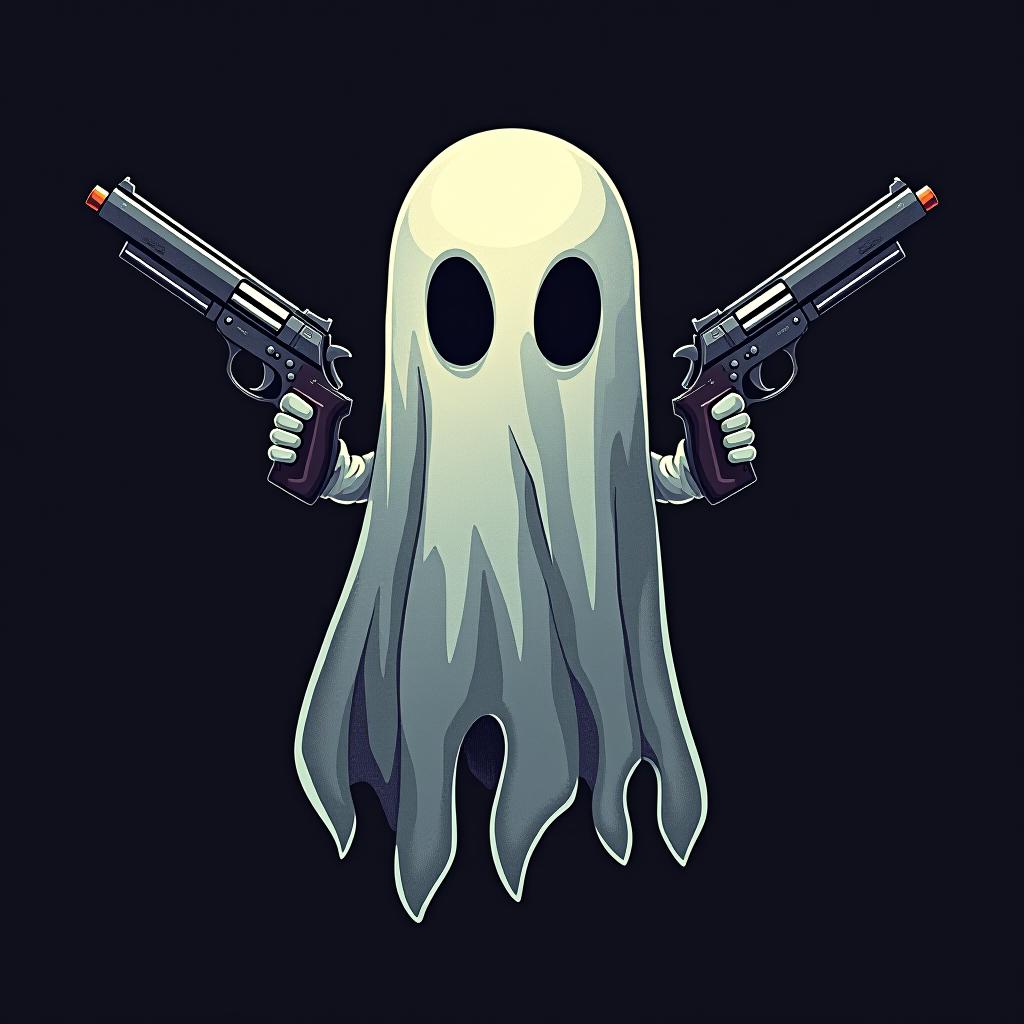  ghost, 'gunghost', two guns, gg, (logo:1.15), hq, hightly detailed, 4k