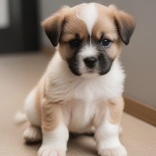 Cute purebred puppy sitting looking at camera