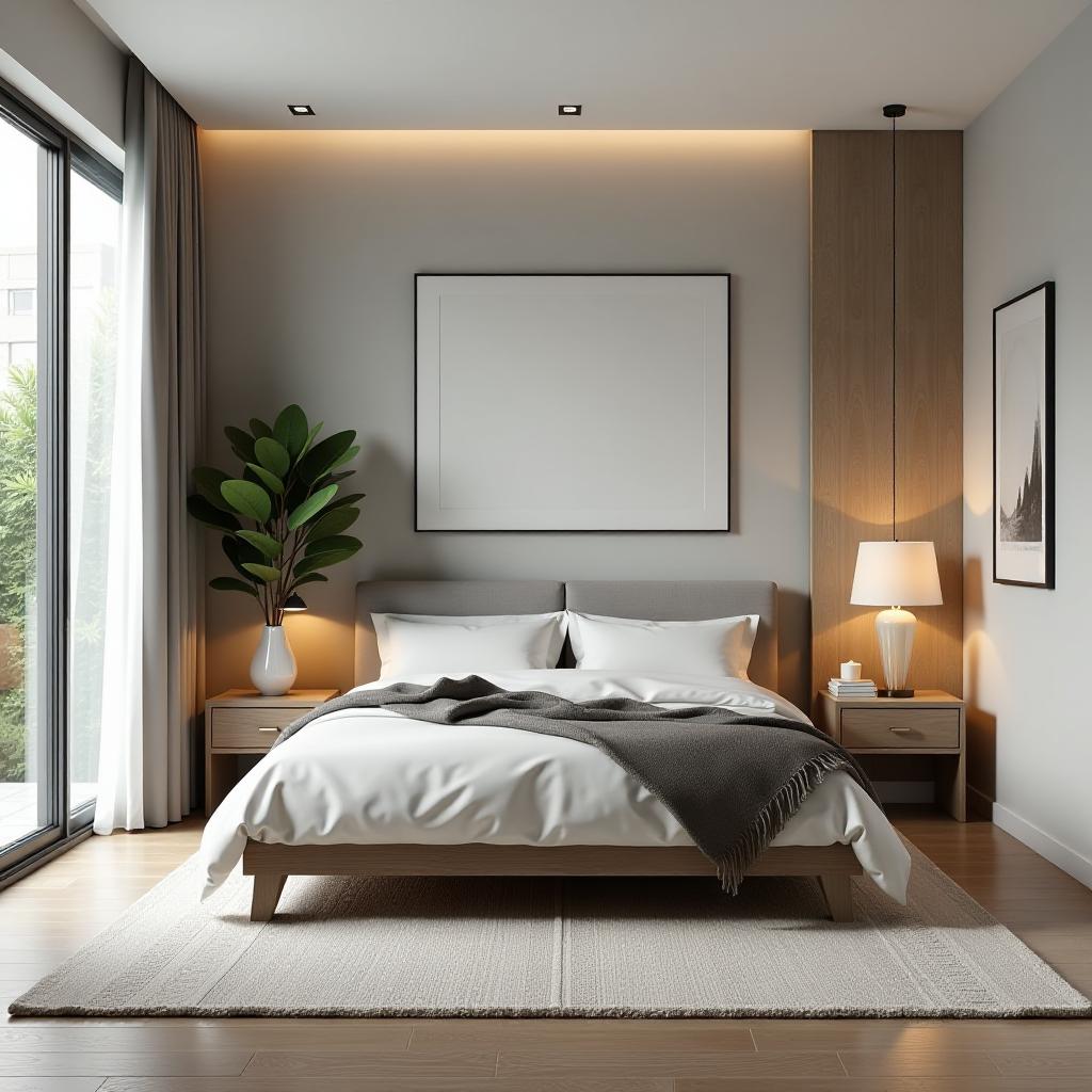  .create a photorealistic image of a modern bedroom interior