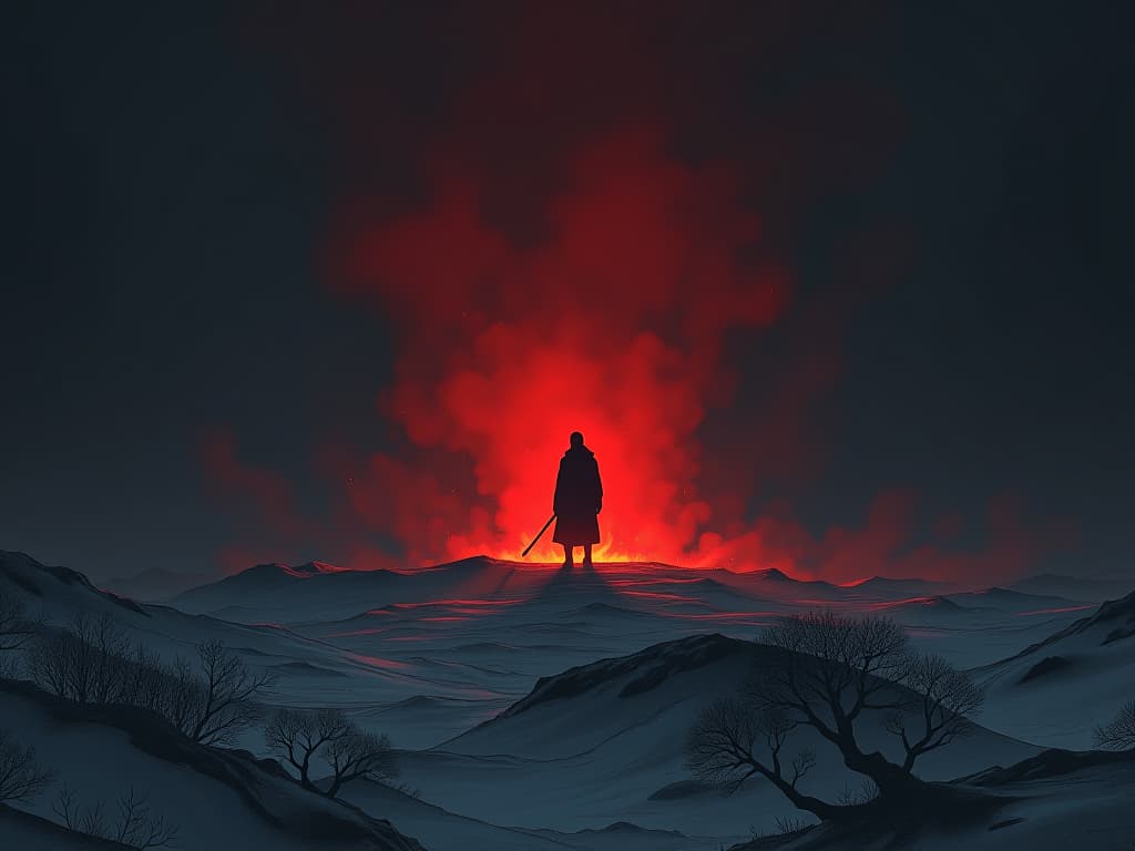  glowing ember in the vast void, tiny but intense, hint of warmth amid cold expanse, feeling of something small yet significant. the style is digital art illustration / modern comic book / graphic dark novel fantasy and mysterious occult, symbolic, moody lighting, esoteric vibe,high detail on character design. for the color scheme emphasize blacks and reds.