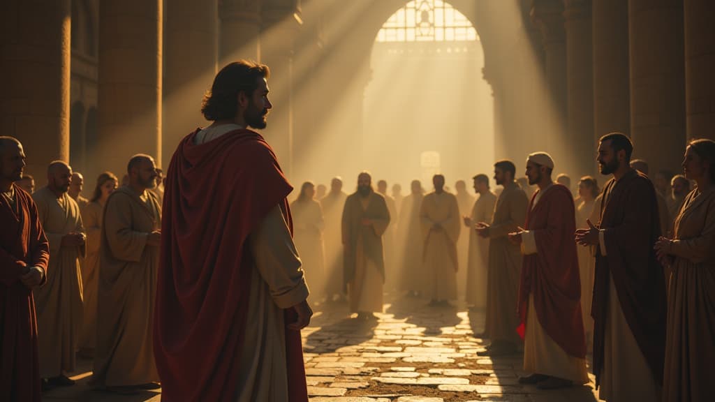  history of biblical times, daniel interpreting the king's dream and receiving divine revelation. hyperrealistic, full body, detailed clothing, highly detailed, cinematic lighting, stunningly beautiful, intricate, sharp focus, f/1. 8, 85mm, (centered image composition), (professionally color graded), ((bright soft diffused light)), volumetric fog, trending on instagram, trending on tumblr, HDR 4K, 8K