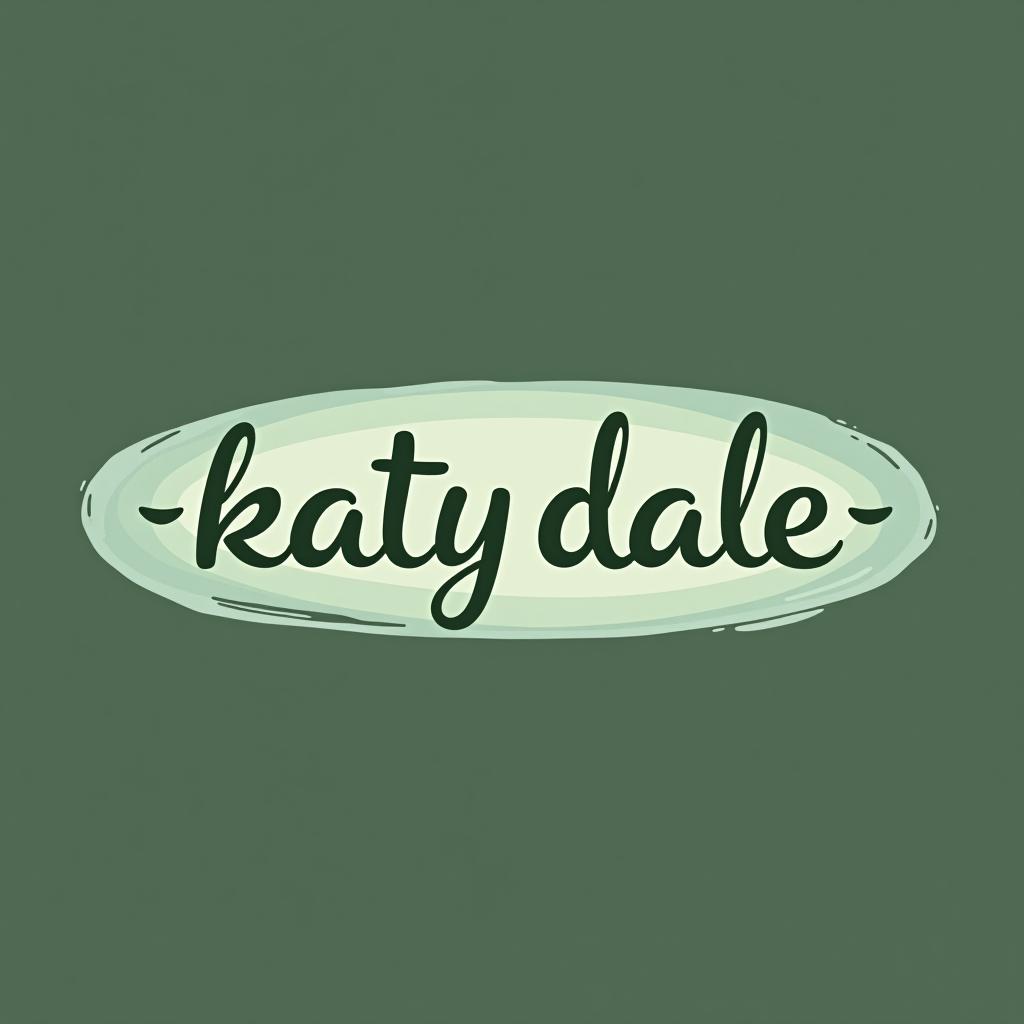  design a logo, business card, artsy, with the written text “katy dale”, green gradient colors