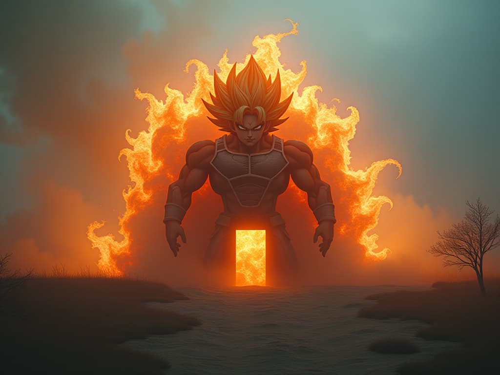  a surrealistic goku shaped iron house hyperrealistic, full body, detailed clothing, highly detailed, cinematic lighting, stunningly beautiful, intricate, sharp focus, f/1. 8, 85mm, (centered image composition), (professionally color graded), ((bright soft diffused light)), volumetric fog, trending on instagram, trending on tumblr, HDR 4K, 8K