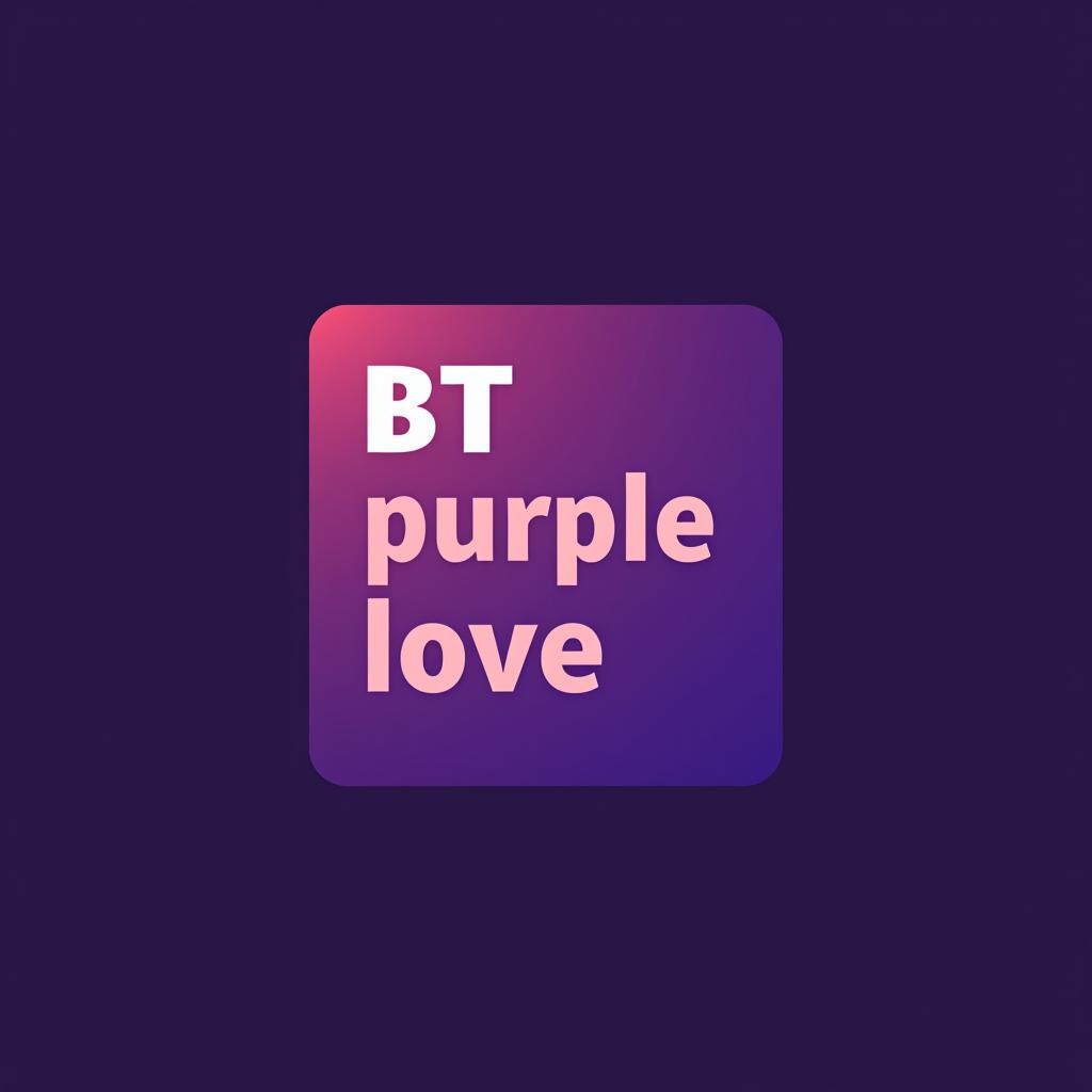  design a logo, in a minimalism style. bts band boy, with the text 'purple love'.