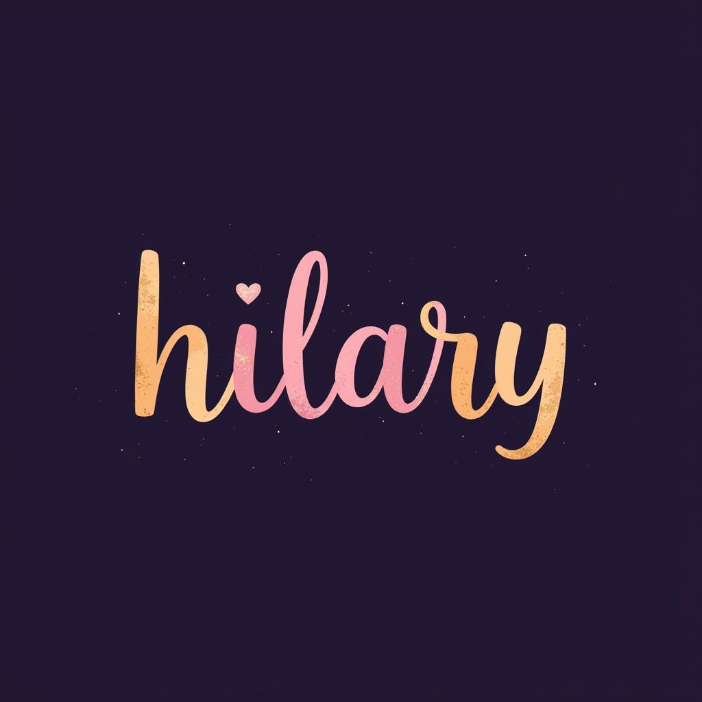  a logo of full name of hilary with combination of gold, light pink and light purple