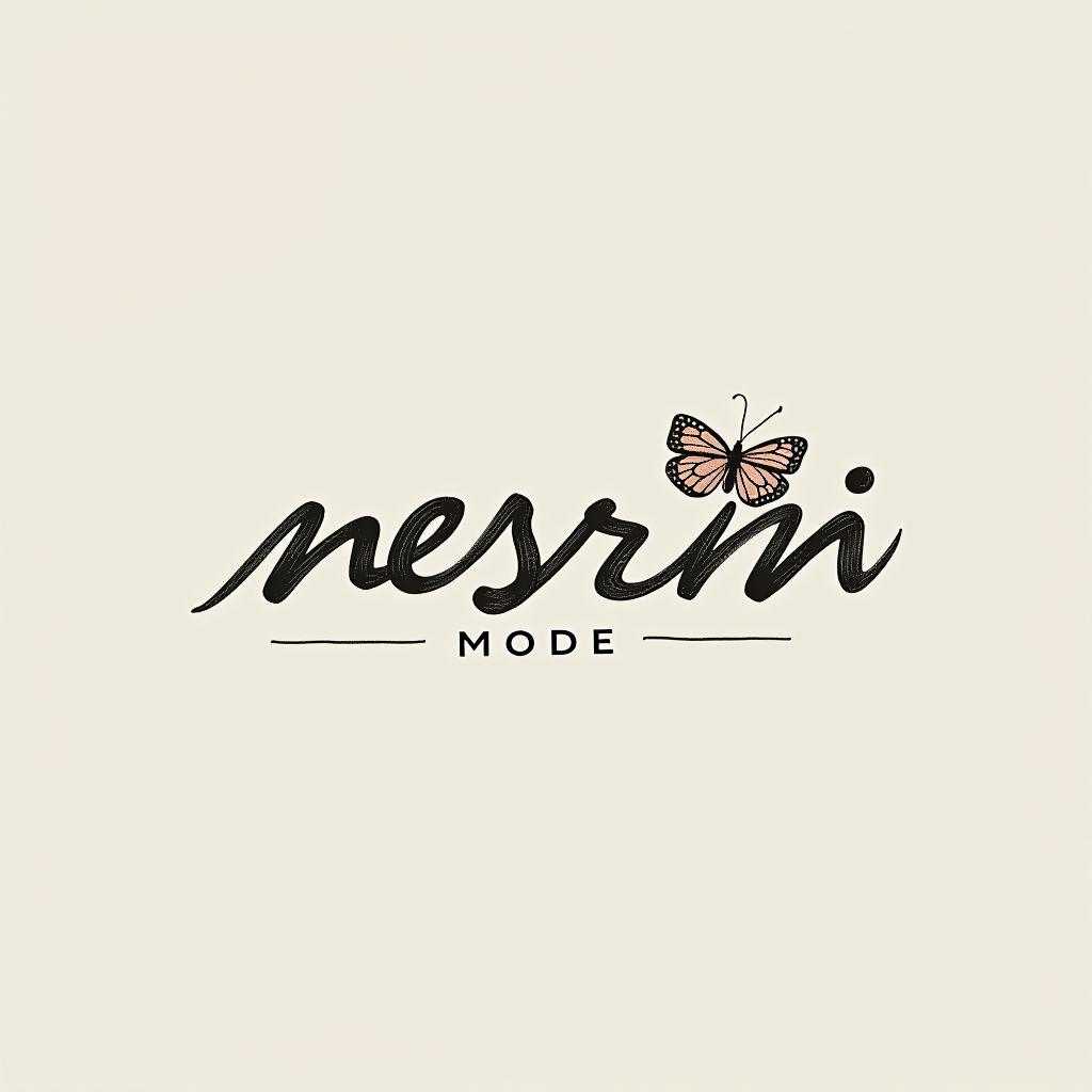  design a logo, in a pencil style. erstelle mir ein logo für ein kleider laden neutral mit dem namen , with the text 'nesrin mode '.