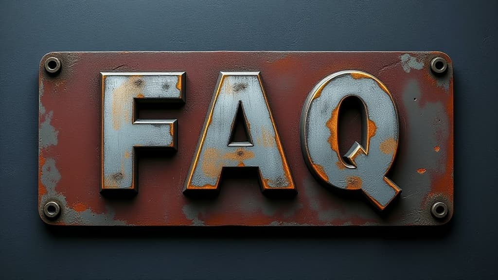  metal faq sign on textured dark surface