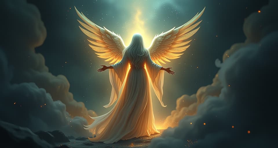  a mystical figure with a glowing aura, standing triumphant amidst a defeated, dark force; their spirit hardened and resilient.. the style is digital art illustration,highly detailed, whimsical,magical, dreamlike atmosphere, realism and fantasy blend, smooth, glossy textures,luminous quality, wonder and enchantment.