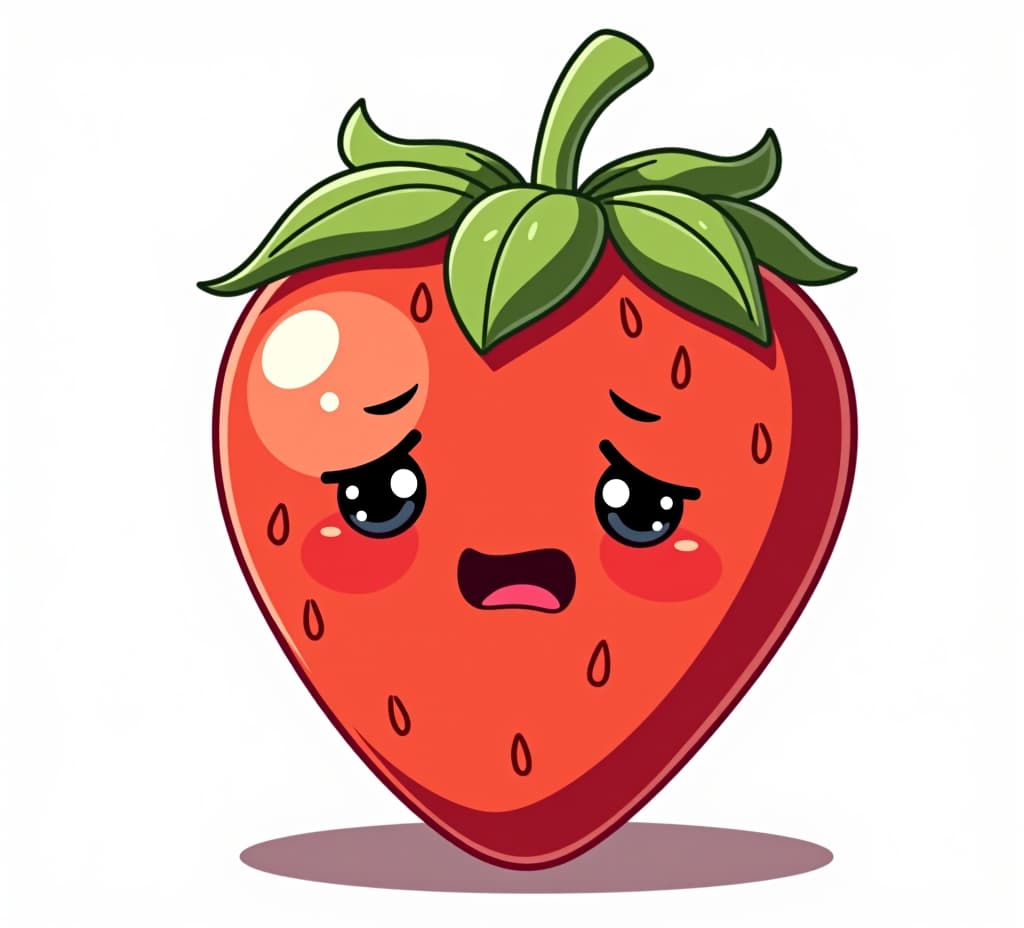  cute cartoon sad strawberry character