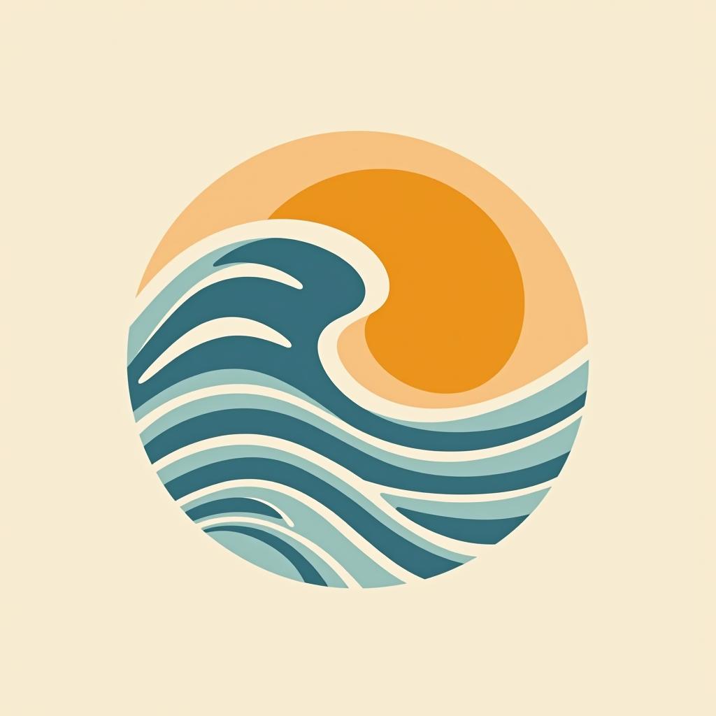  design a logo, earth logo, minimal modern style, with the text 'blue waves in santa fe'.