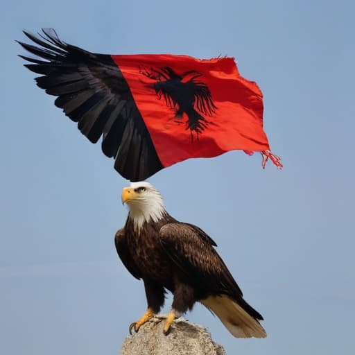 An eagle with the Albanian flag