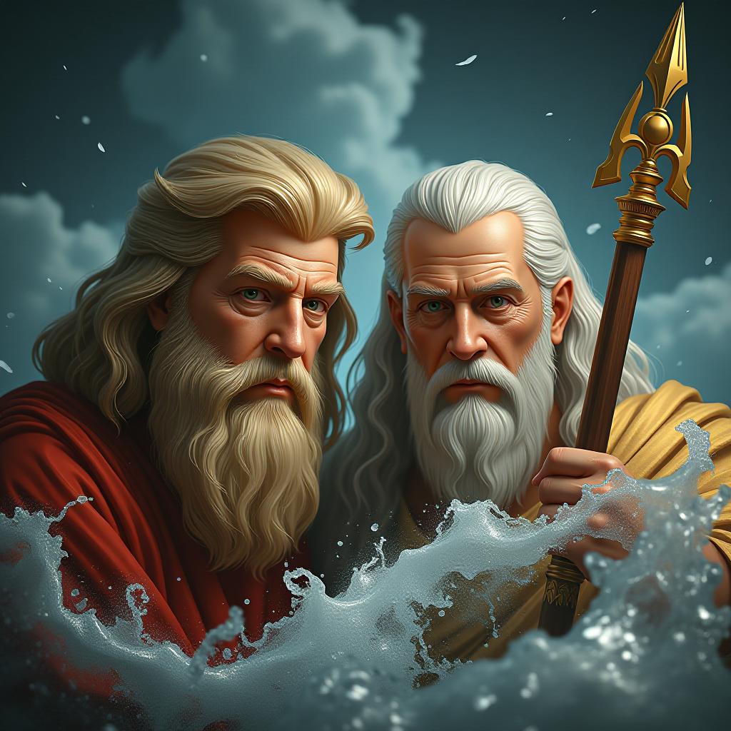  trump as zeus and biden as poseidon