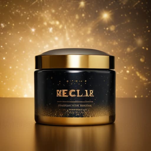 Gold and blackface cream jar with Space background