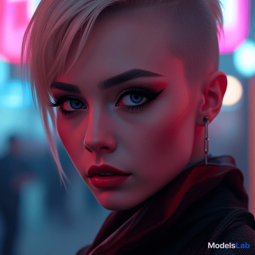  ultra realistic close up portrait ((beautiful pale cyberpunk female with heavy black eyeliner)), blue eyes, shaved side haircut, hyper detail, cinematic lighting, magic neon, dark red city, canon eos r3, nikon, f/1.4, iso 200, 1/160s, 8k, raw, unedited, symmetrical balance, in frame, 8k hyperrealistic, full body, detailed clothing, highly detailed, cinematic lighting, stunningly beautiful, intricate, sharp focus, f/1. 8, 85mm, (centered image composition), (professionally color graded), ((bright soft diffused light)), volumetric fog, trending on instagram, trending on tumblr, HDR 4K, 8K