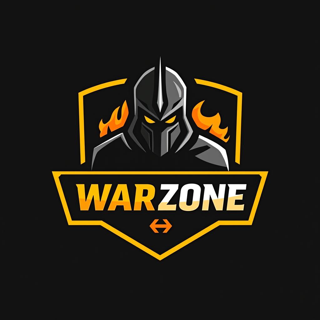  design a logo, esports logo, warrior theme, with text ‘warzone’, black and yellow color