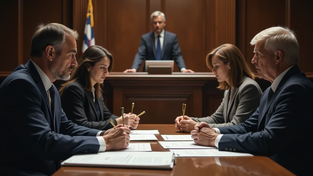  prompt: create an ultra realistic and detailed image showcasing the complexities of handling personal injury claims, focusing on determining compensation for pain and suffering, family members, loss of earnings, and household management damages. the scene should feature a courtroom setting with legal documents, scales of justice, and a diverse group of individuals including a lawyer, a judge, and injured individuals with their families. ensure that the image exudes a sense of empathy and justi