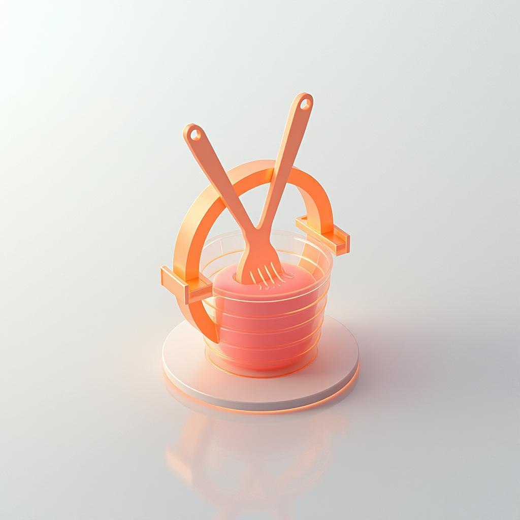  [cooking] icon, peach gradient, white background, frosted glass, transparent sense of science and technology, ultra minimalist appearance, bright color, studio lighting, peach and white background, industrial design, a wealth of details, ultra high definition, dribble, pinterest, ray tracing, isometric view, blender, c4d, oc renderer seed 3062166470 v 6.0 style raw