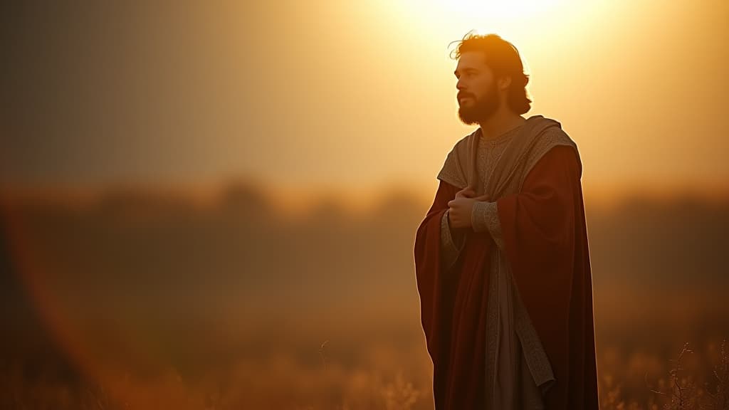  history of biblical times, gideon’s heart filling with determination after the second test confirms god's presence, illuminated by early morning light. hyperrealistic, full body, detailed clothing, highly detailed, cinematic lighting, stunningly beautiful, intricate, sharp focus, f/1. 8, 85mm, (centered image composition), (professionally color graded), ((bright soft diffused light)), volumetric fog, trending on instagram, trending on tumblr, HDR 4K, 8K