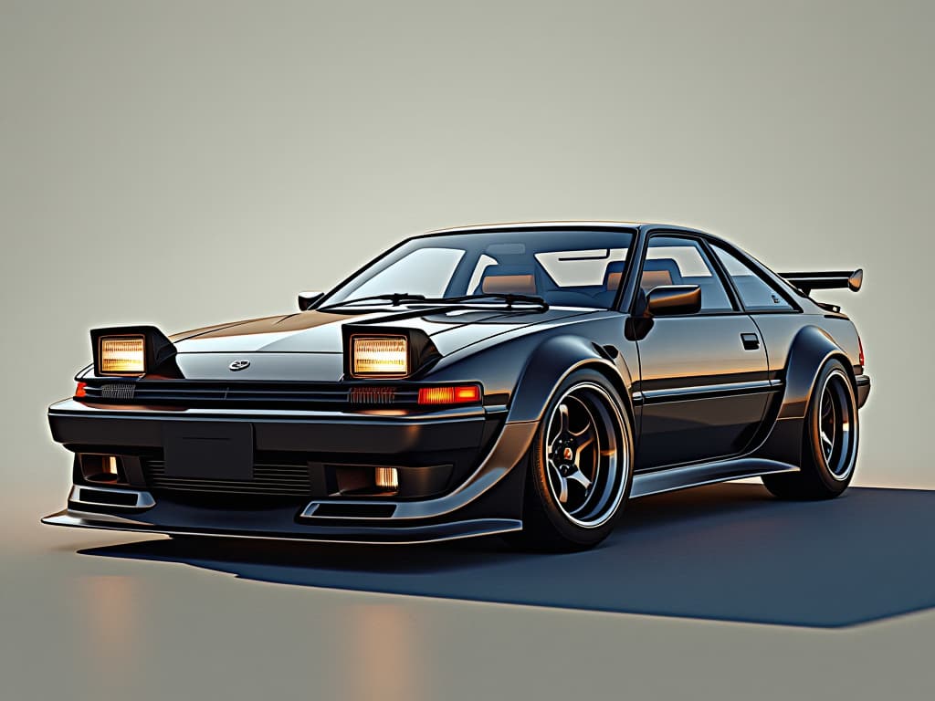  1985 toyota celica gts coupe reimagined for 2025, new, old, stanced, futuristic, coupe, photo realistic, highly intricate and detailed, masterpiece, ultra high res,photography,8k resolution