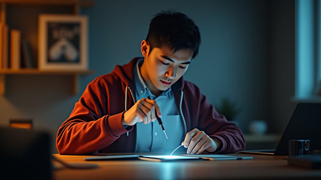  , an engaging educational image depicting a person conducting the battery voltage tests at home in a safe and fun manner. hyperrealistic, full body, detailed clothing, highly detailed, cinematic lighting, stunningly beautiful, intricate, sharp focus, f/1. 8, 85mm, (centered image composition), (professionally color graded), ((bright soft diffused light)), volumetric fog, trending on instagram, trending on tumblr, HDR 4K, 8K