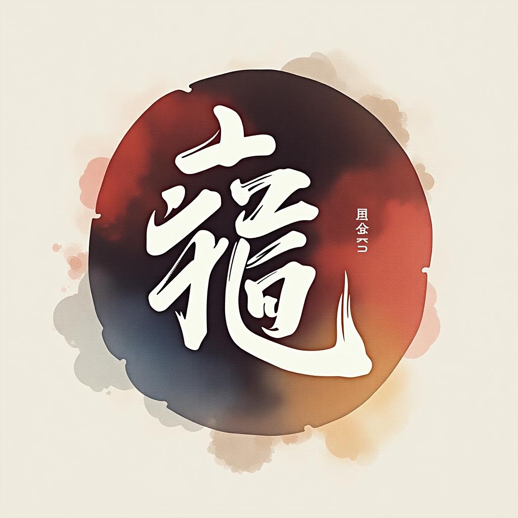  design a logo, in a watercolor style. 鬼, with the text '透かしの刃'.