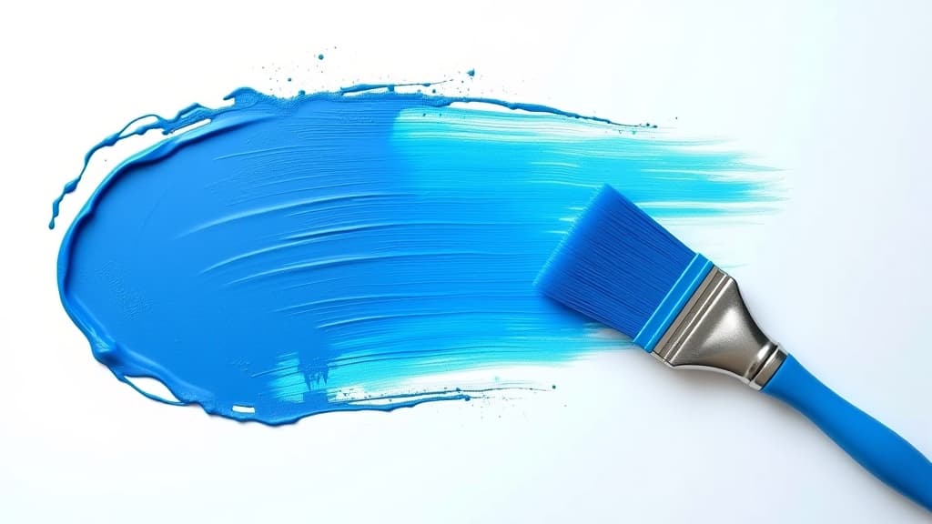  a blue plasticine brush on a white backdrop provides ample copy space image for designs