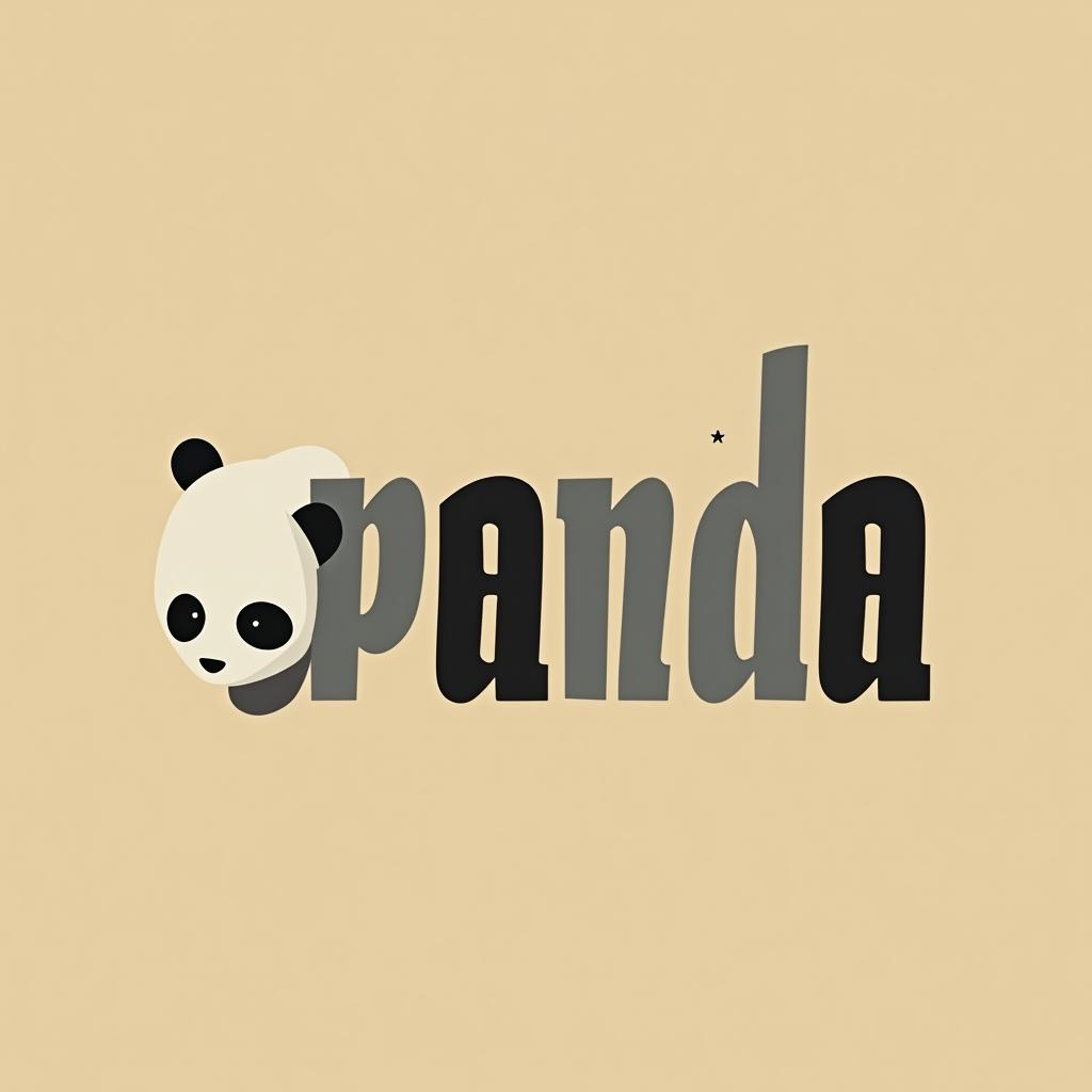  a panda minimal typgraphy text "panda" which made panda