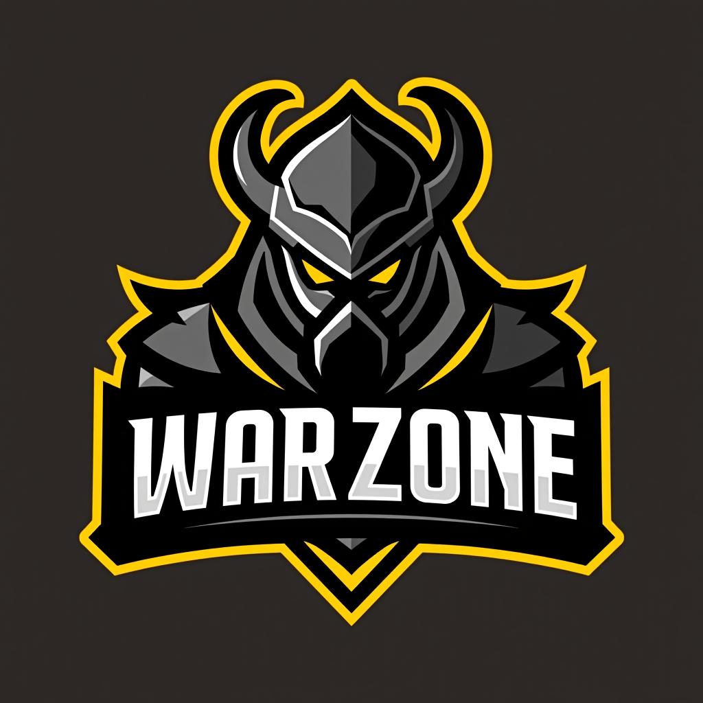  design a logo, esports logo, warrior theme, with text ‘warzone’, black and yellow color