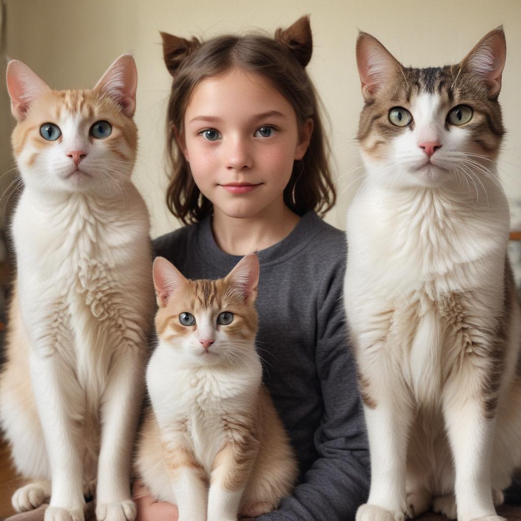 three 13 year old human girl cat hybrids