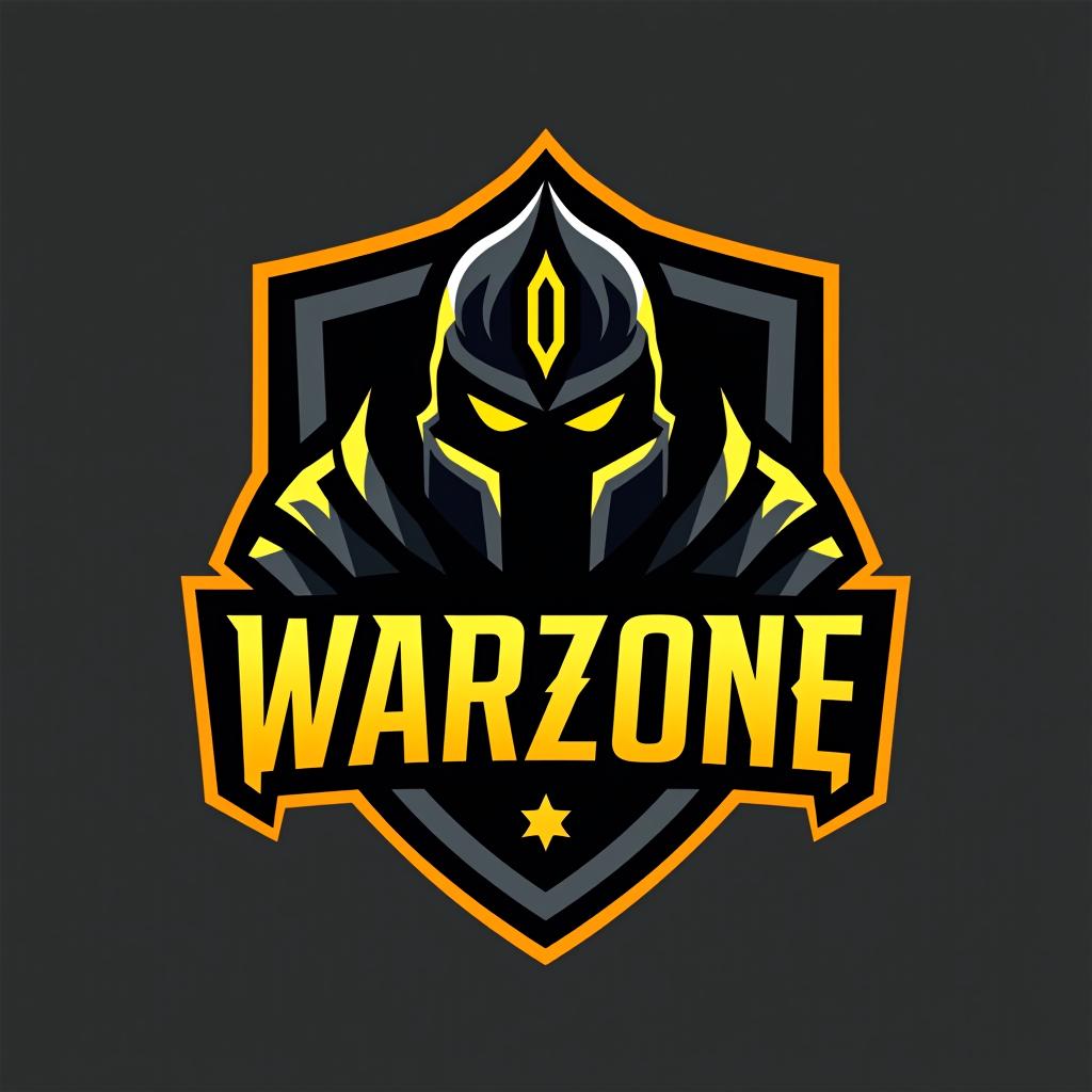  design a logo, esports logo, warrior theme, with text ‘warzone’, black and yellow color