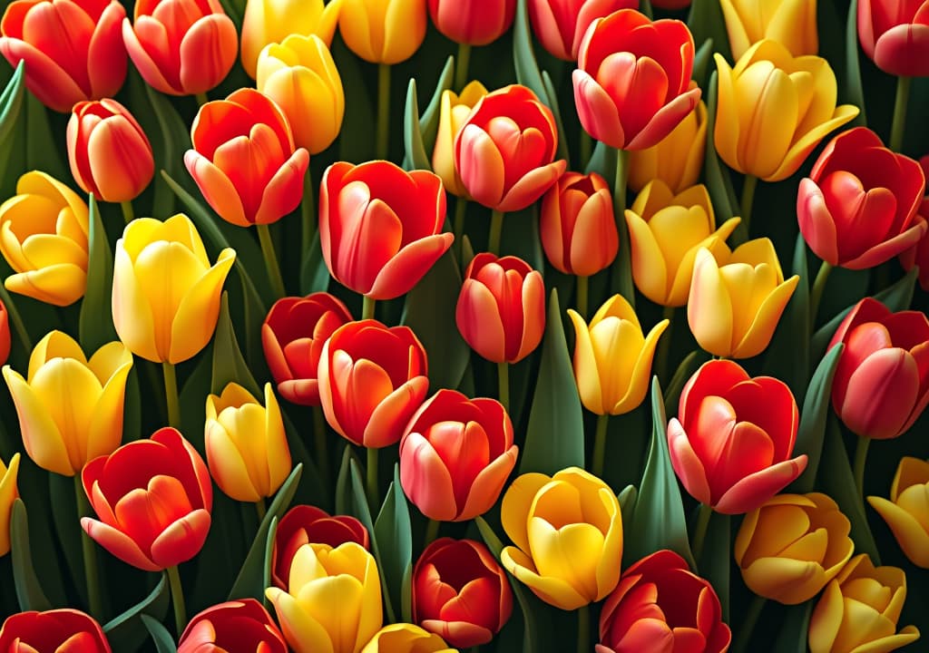  pattern with red and yellow tulips