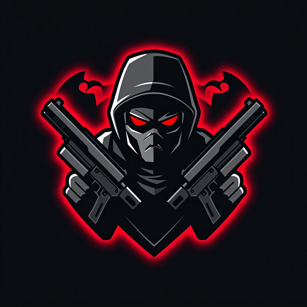  logo, esports logo, guns theme, black and red color