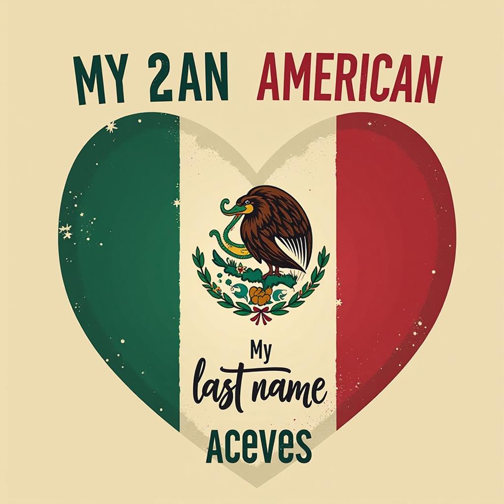  design a logo, mexican american , with the text 'my 2 nationalities with my last name, aceves'.