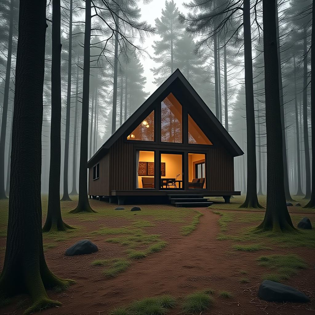  a frame house in a forest